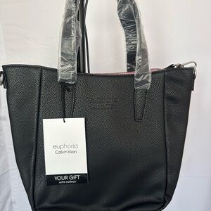 Calvin Klein Black Pebbled Leather Tote